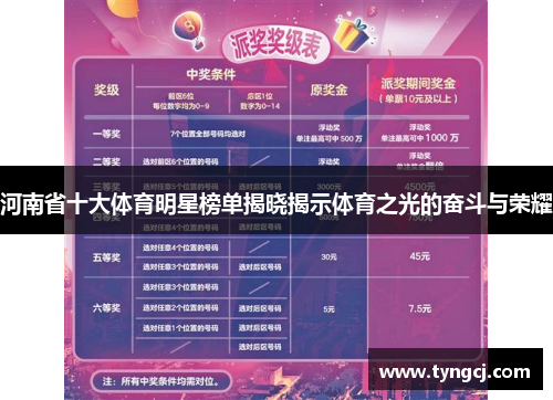 河南省十大体育明星榜单揭晓揭示体育之光的奋斗与荣耀